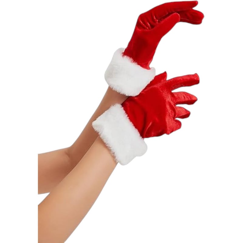 GUANTES ROJOS NAVIDEÑOS ESTILO TERCIPELO - 3