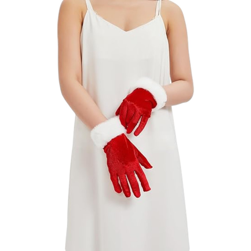 GUANTES ROJOS NAVIDEÑOS ESTILO TERCIPELO - 6