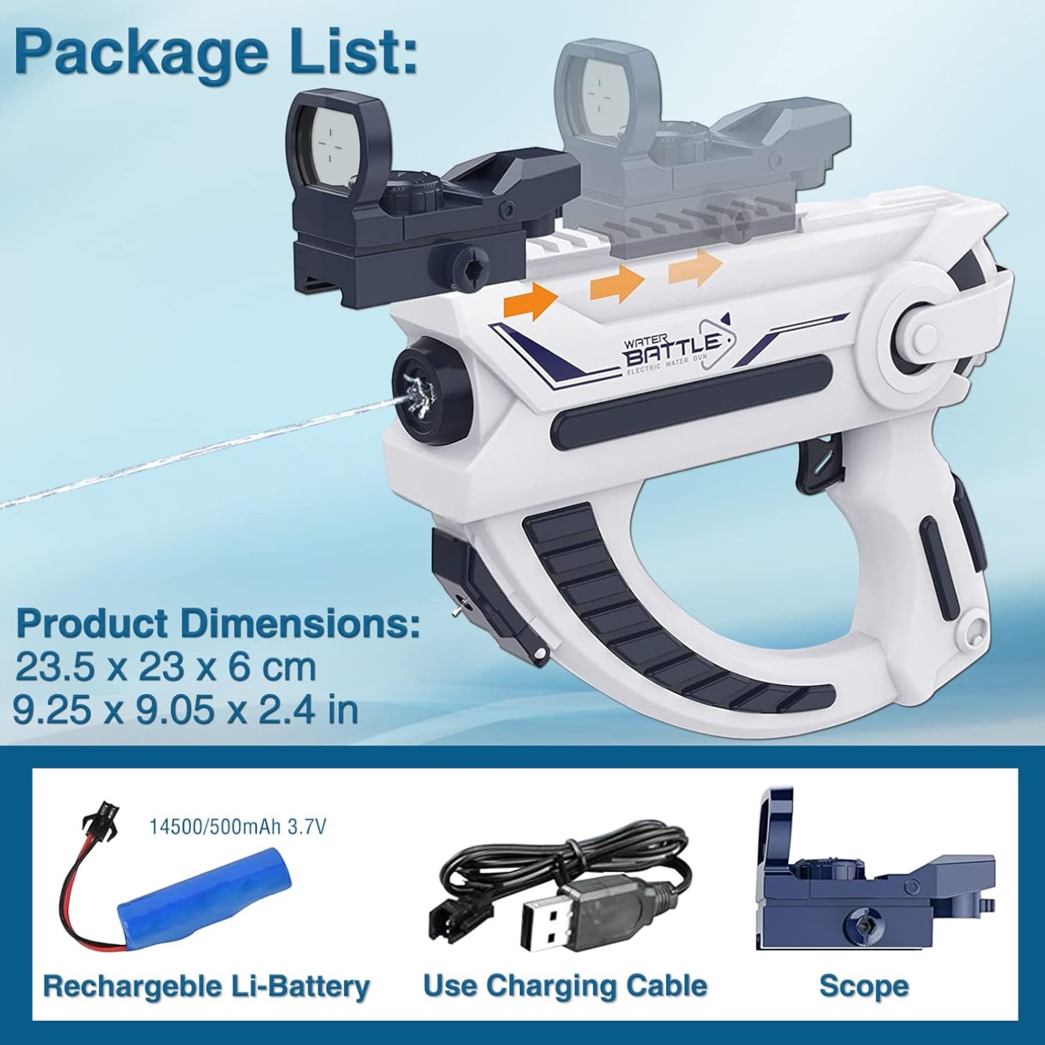 PISTOLA DE AGUA PREMIUM CON MIRA ELECTRICA - 5