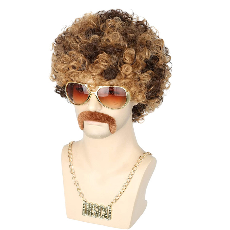 Rierousy Peluca Afro, Disfraz Años 80, Peluca Hombre, Disfraz Hippie Hombre