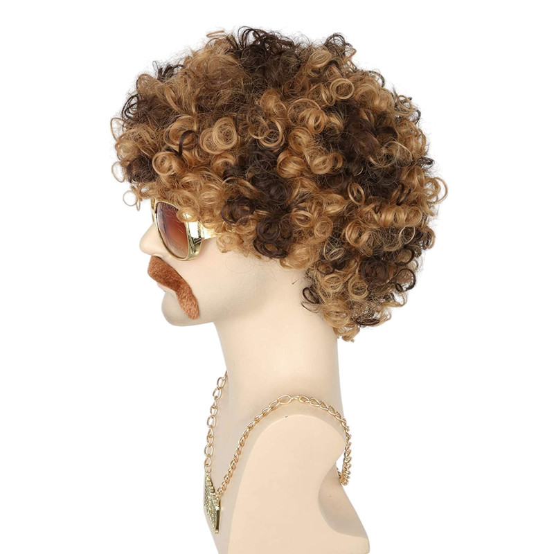 SET DISFRAZ AFRO RETRO HOMBRE AÑOS 80 ONDA DISCO PELO - 2