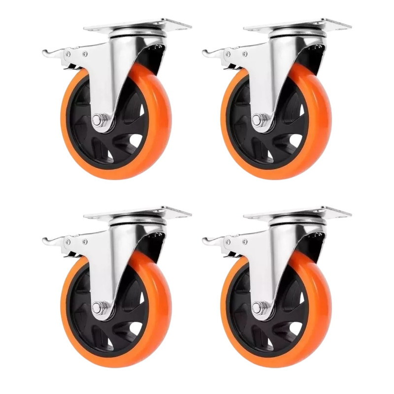 SET X4 RUEDAS DE 4 PULGADA GIRATORIA PARA MUEBLES CON FRENOS - 1
