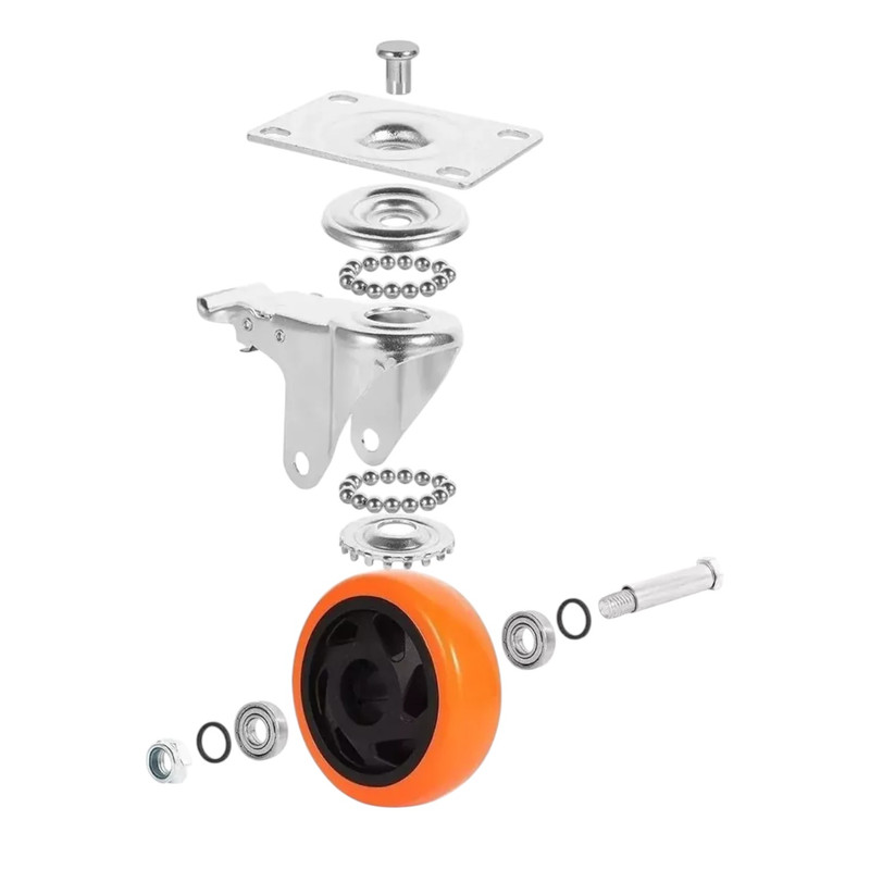 SET X4 RUEDAS DE 4 PULGADA GIRATORIA PARA MUEBLES CON FRENOS - 4