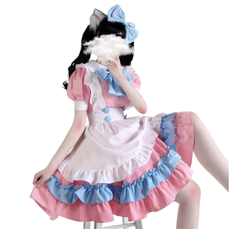 DISFRAZ MAID ROSADO COSPLAY KAWAII - 2