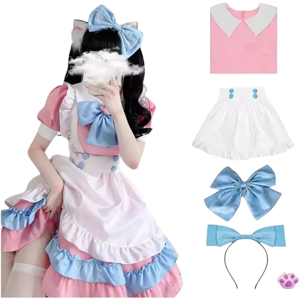 DISFRAZ MAID ROSADO COSPLAY KAWAII - 4
