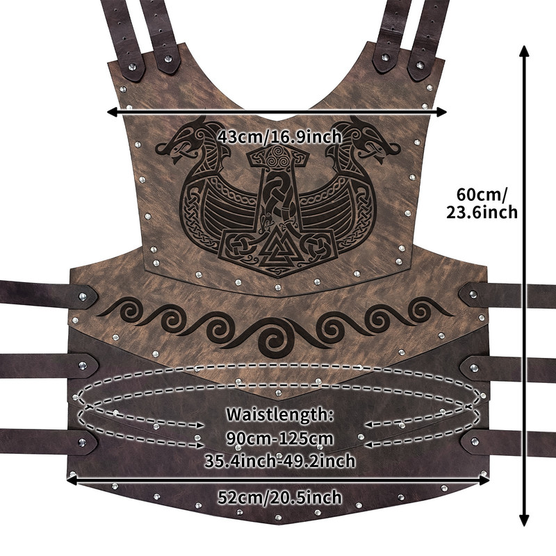 DISFRAZ ARMADURA VIKINGO CUERO PREMIUM - 6