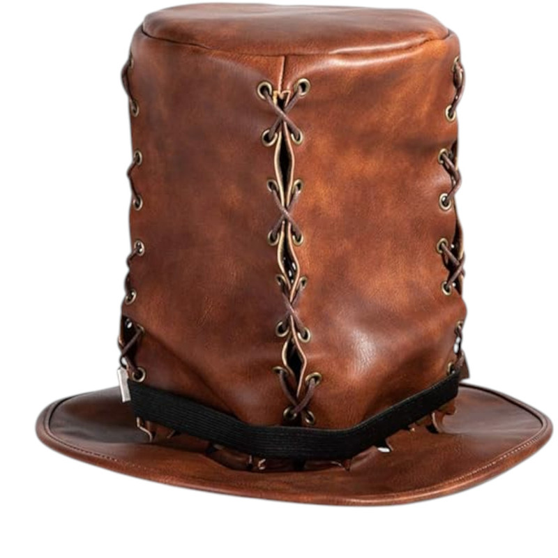 SOMBRERO COPA DISFRAZ STEAMPUNK CUERO PREMIUM - 3