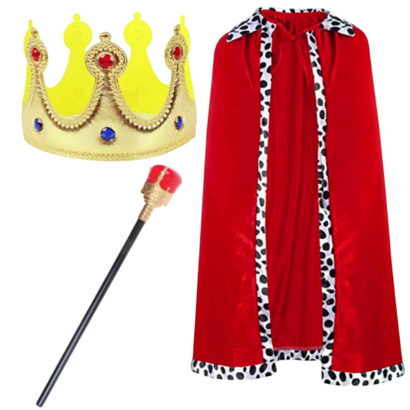 SET DISFRAZ REY CAPA CORONA Y BASTON ADULTO - 1