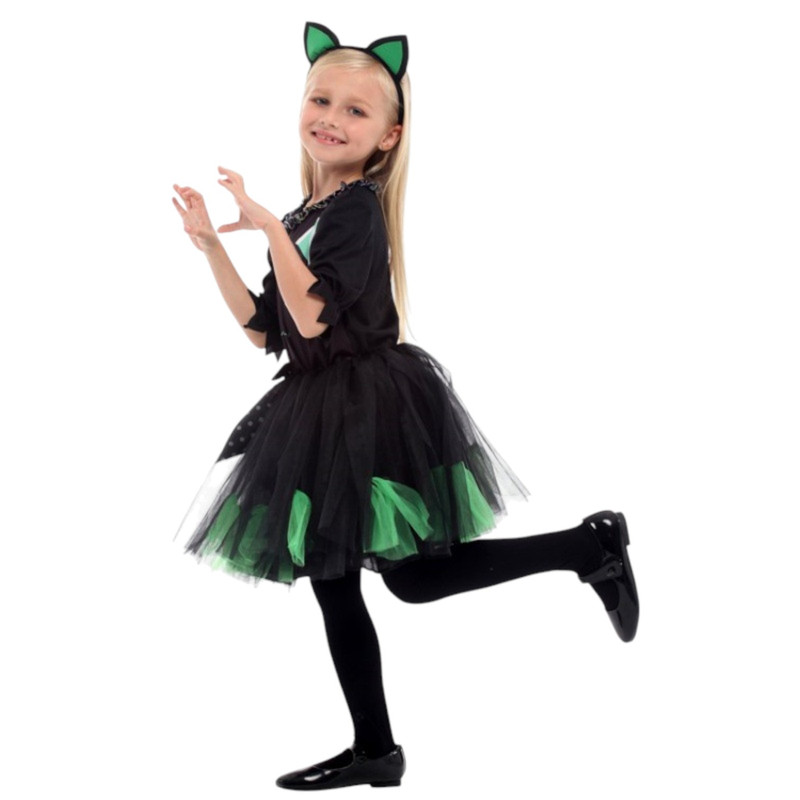 DISFRAZ INFANTIL GATO VERDE VESTIDO NIÑA - 3