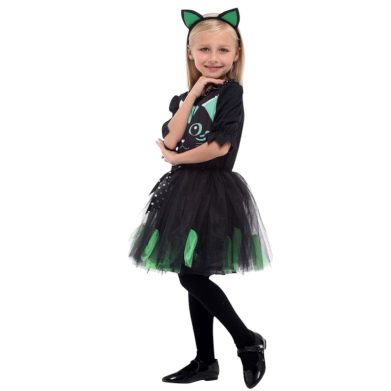 DISFRAZ INFANTIL GATO VERDE VESTIDO NIÑA - 4