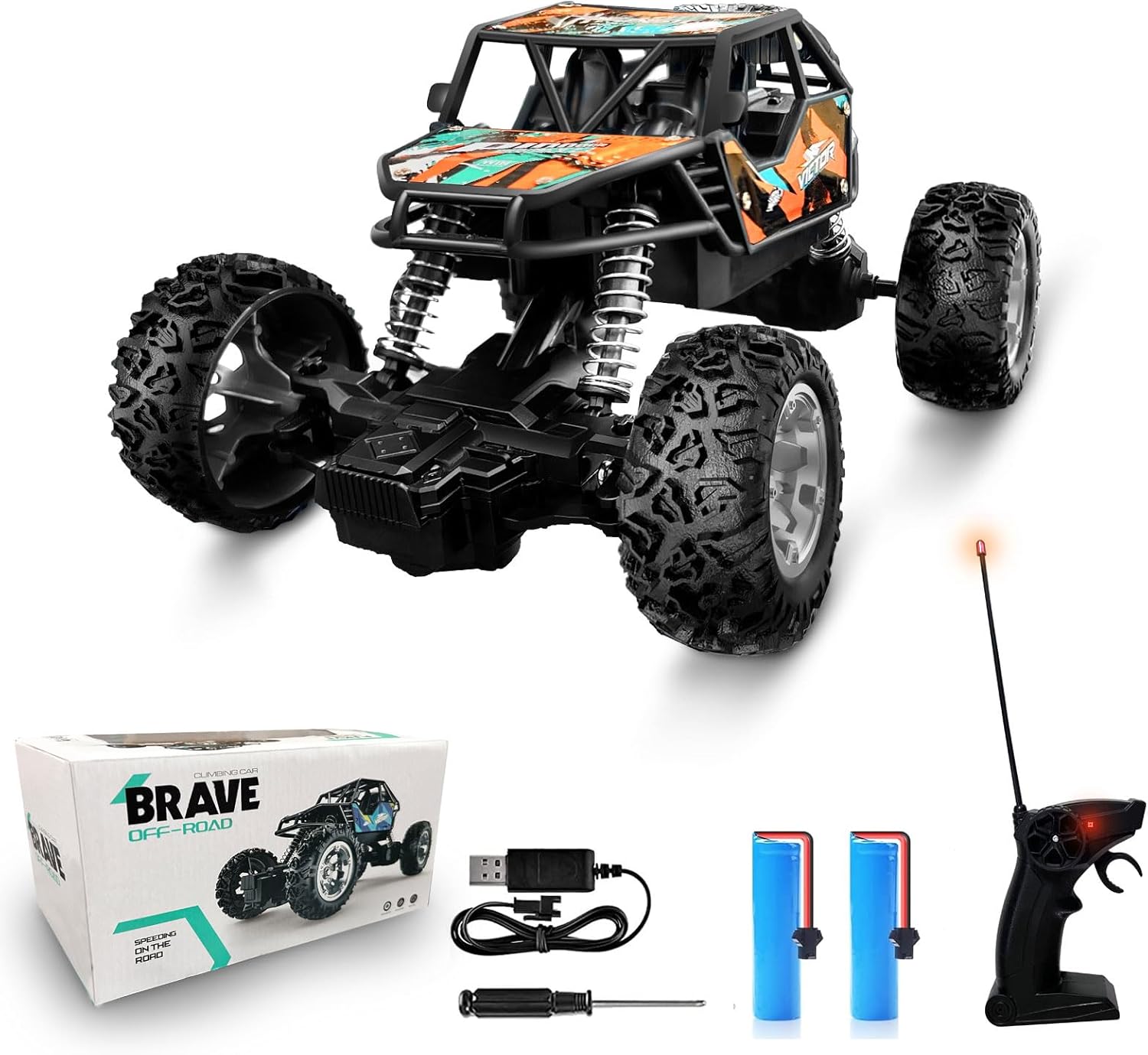 AUTO CAMIONETA 4X4 RALLY CONTROL REMOTO TODO TERRENO JUGUETE - NARANJA - 3