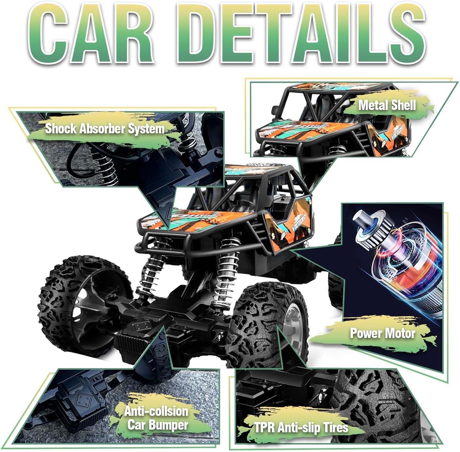 AUTO CAMIONETA 4X4 RALLY CONTROL REMOTO TODO TERRENO JUGUETE - NARANJA - 5