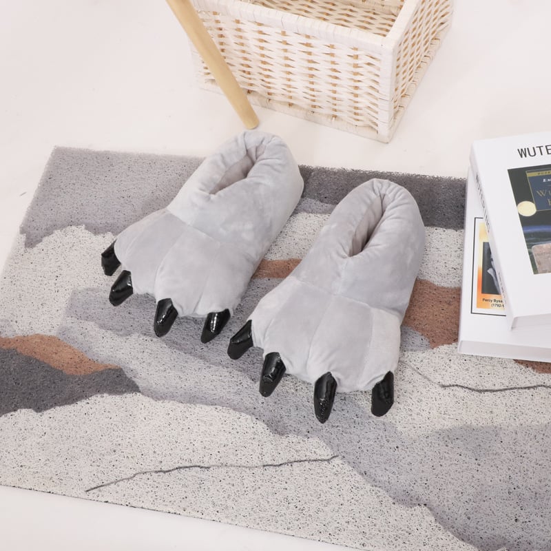 PANTUFLAS DE GARRA DE MONSTRUO SUAVES Y CÁLIDAS OSO - GRIS - 3