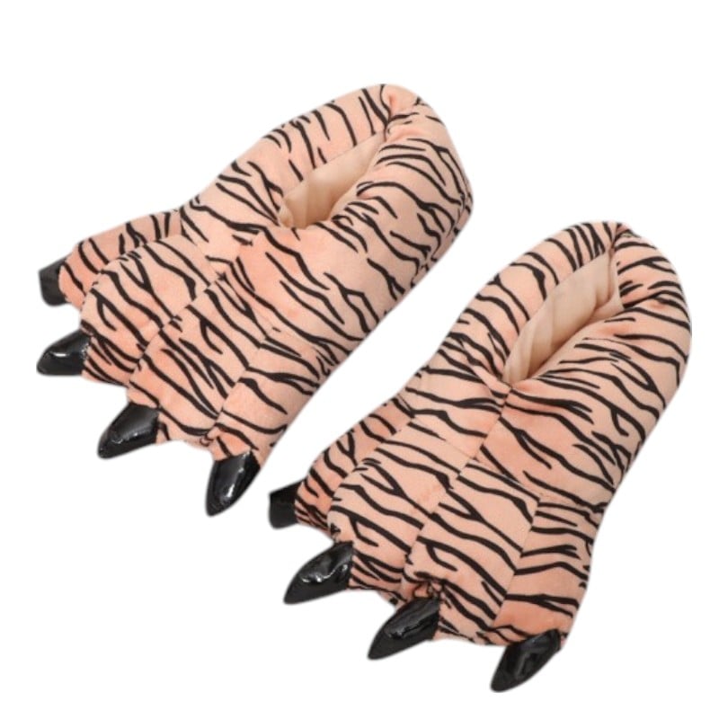 PANTUFLAS DE GARRA DE MONSTRUO SUAVES Y CÁLIDAS TRIGRE - NARANJA - 1