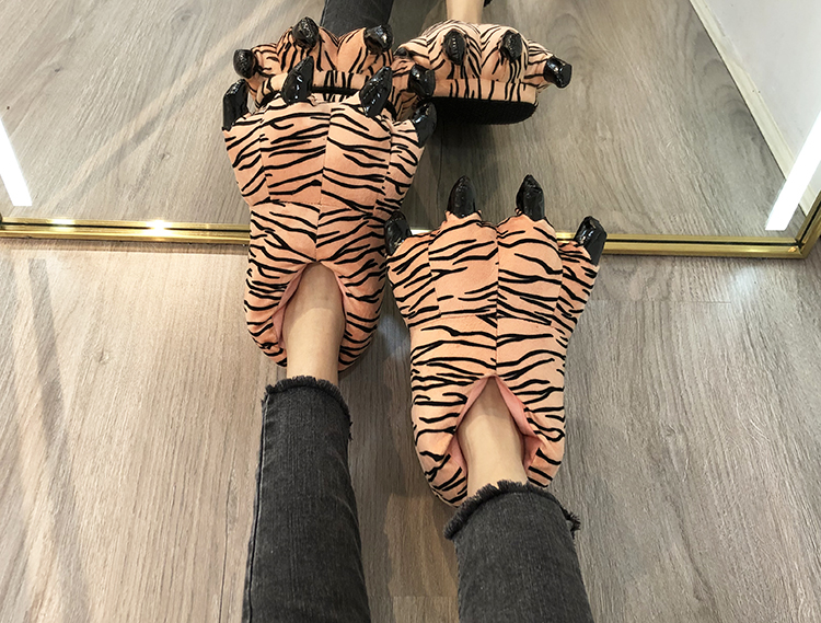 PANTUFLAS DE GARRA DE MONSTRUO SUAVES Y CÁLIDAS TRIGRE - NARANJA - 3