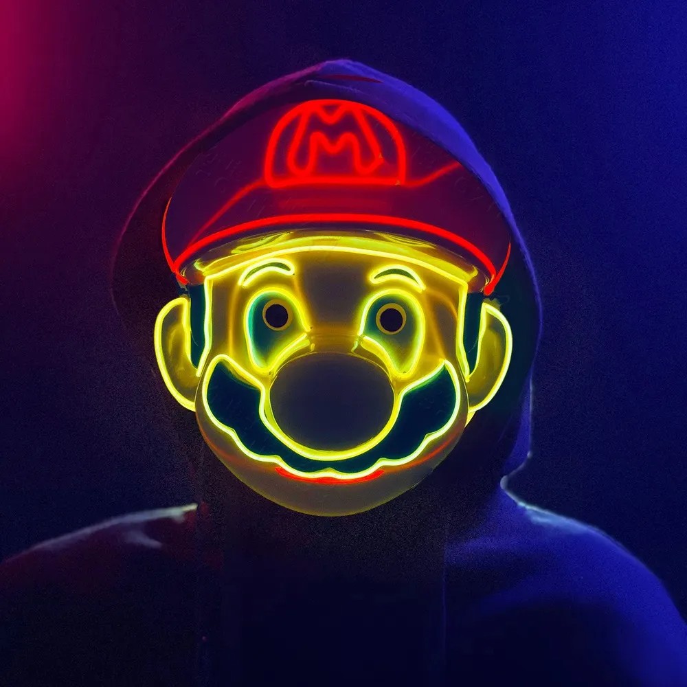 MASCARA ACCESORIO COSPLAY DE SUPER MARIO LED PARA FIESTA - ROJO - 4