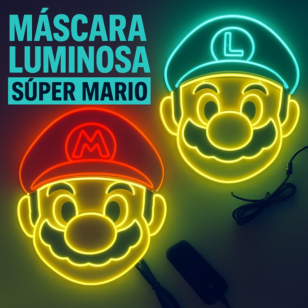 MASCARA ACCESORIO COSPLAY DE SUPER MARIO LED PARA FIESTA - ROJO - 8