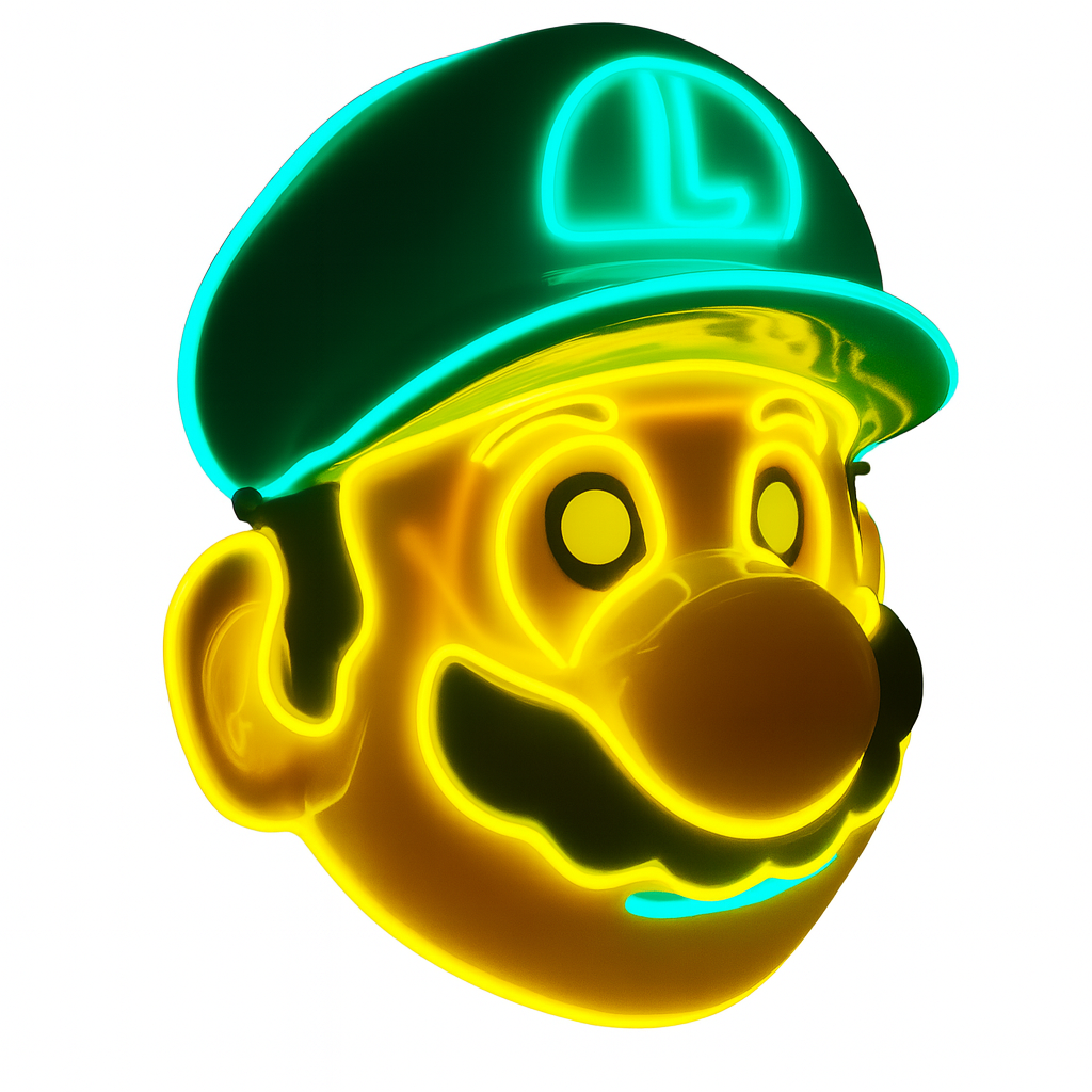 MASCARA ACCESORIO COSPLAY LUIGI LED PARA FIESTA SUPER MARIO - VERDE - 1
