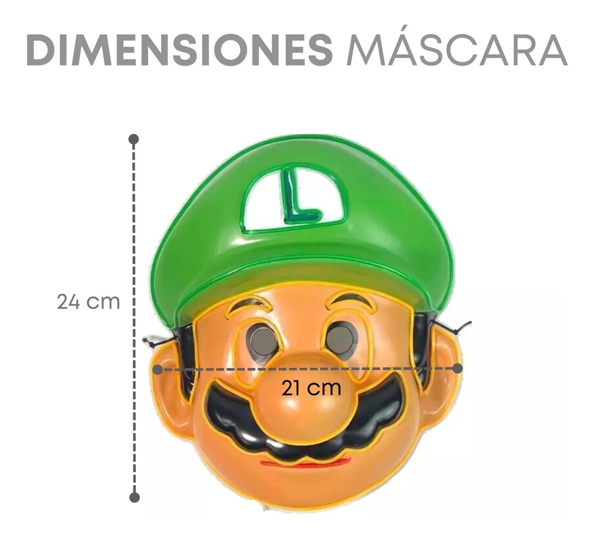 MASCARA ACCESORIO COSPLAY LUIGI LED PARA FIESTA SUPER MARIO - VERDE - 3