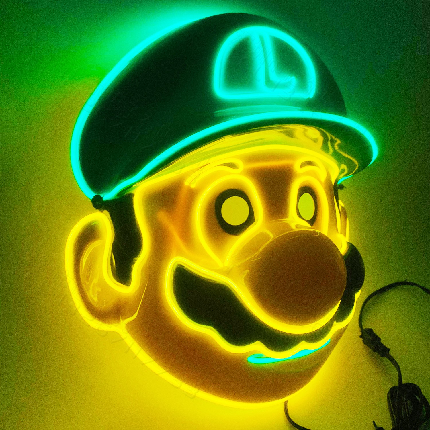 MASCARA ACCESORIO COSPLAY LUIGI LED PARA FIESTA SUPER MARIO - VERDE - 4