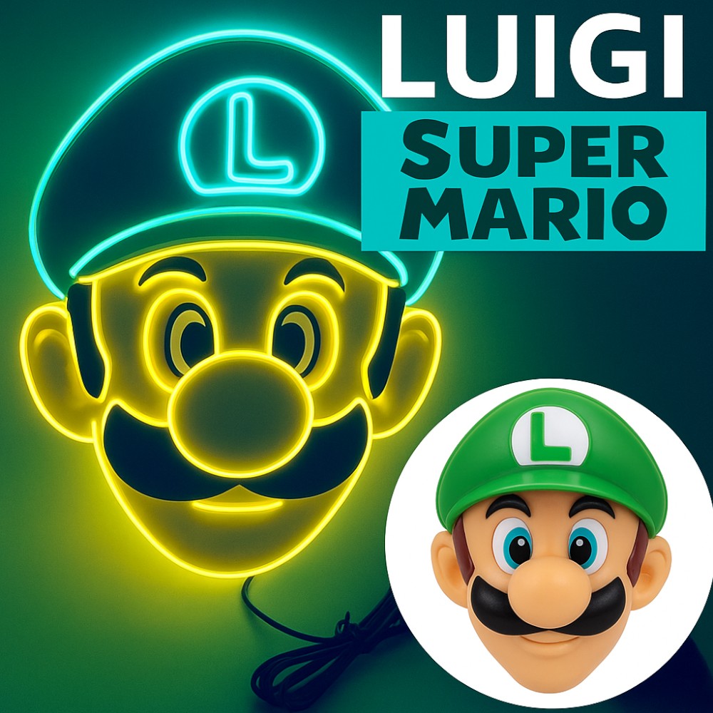 MASCARA ACCESORIO COSPLAY LUIGI LED PARA FIESTA SUPER MARIO - VERDE - 6