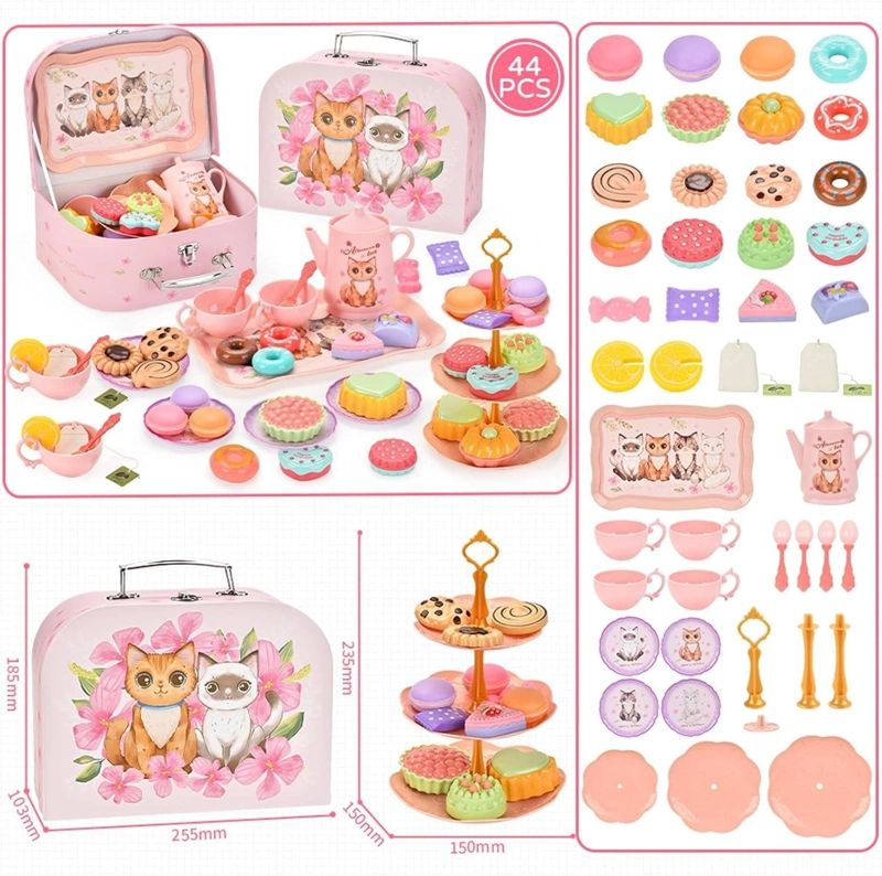MALETA JUGUETE UNICORNIO CON SET TE  INFANTIL COCINA - ROSA - 4