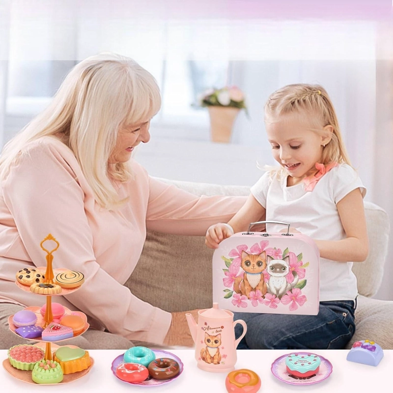 MALETA JUGUETE UNICORNIO CON SET TE  INFANTIL COCINA - ROSA - 6