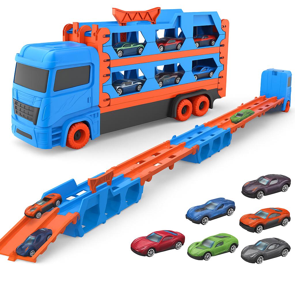 CAMION TRANSPORTADOR DE AUTOS JUGUETE NIÑO - AZUL - 1