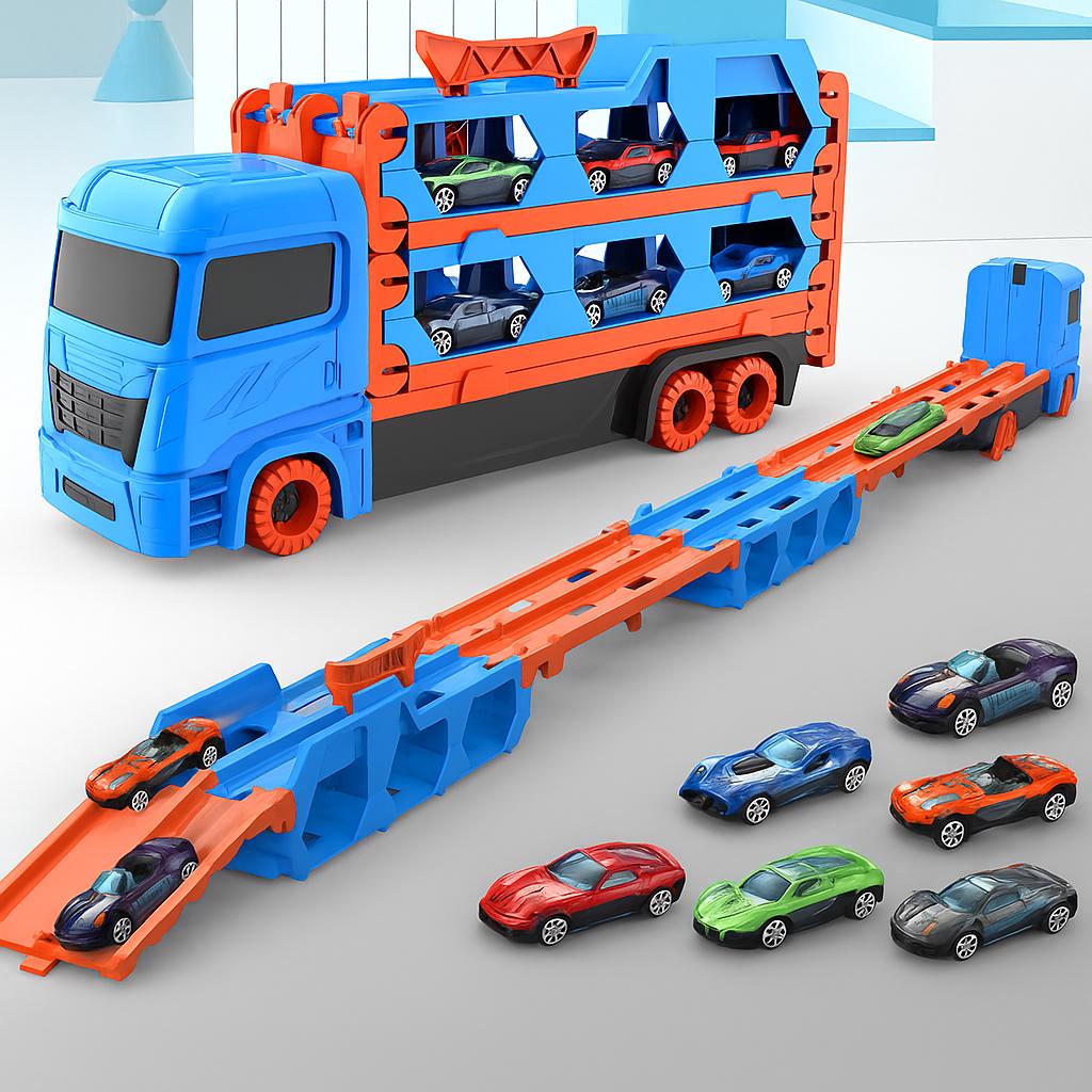 CAMION TRANSPORTADOR DE AUTOS JUGUETE NIÑO - AZUL - 4