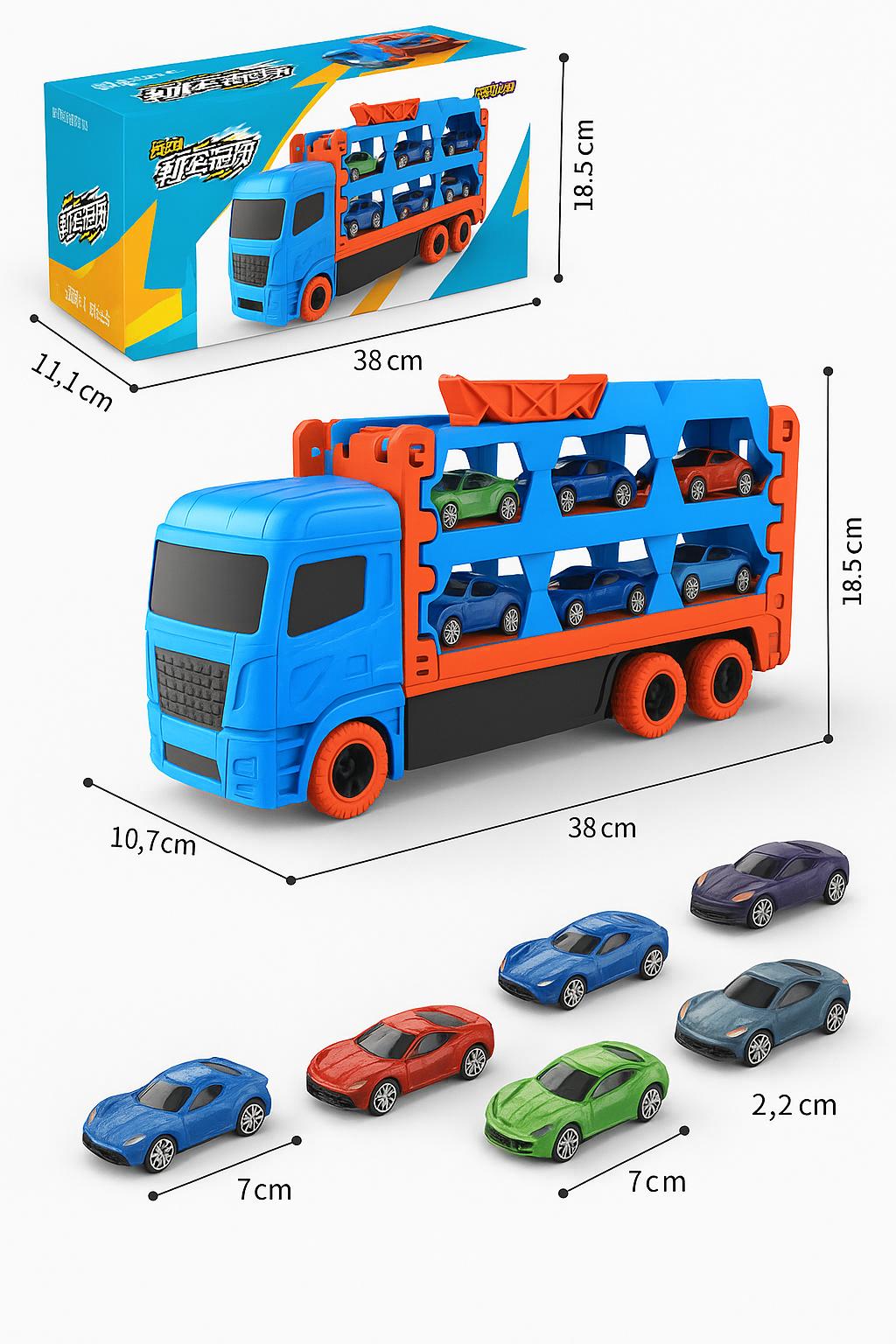 CAMION TRANSPORTADOR DE AUTOS JUGUETE NIÑO - AZUL - 5
