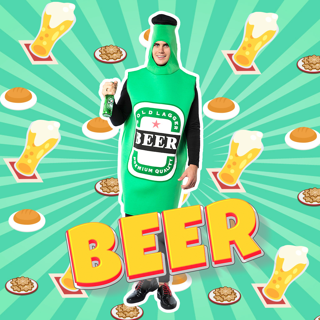 TRAJE DISFRAZ BOTELLA DE CERVEZA VERDE ADULTO - VERDE - U - 3