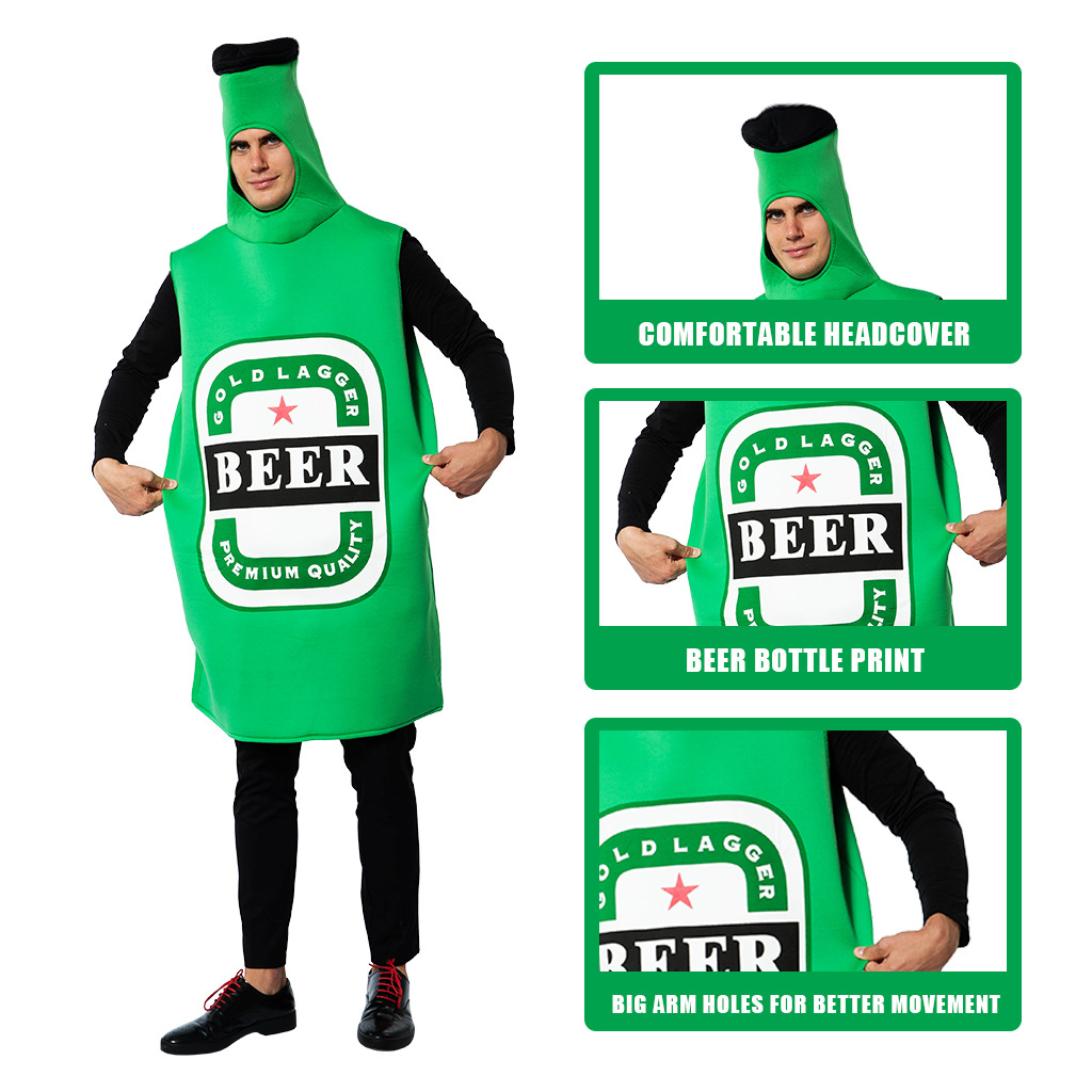 TRAJE DISFRAZ BOTELLA DE CERVEZA VERDE ADULTO - VERDE - U - 4