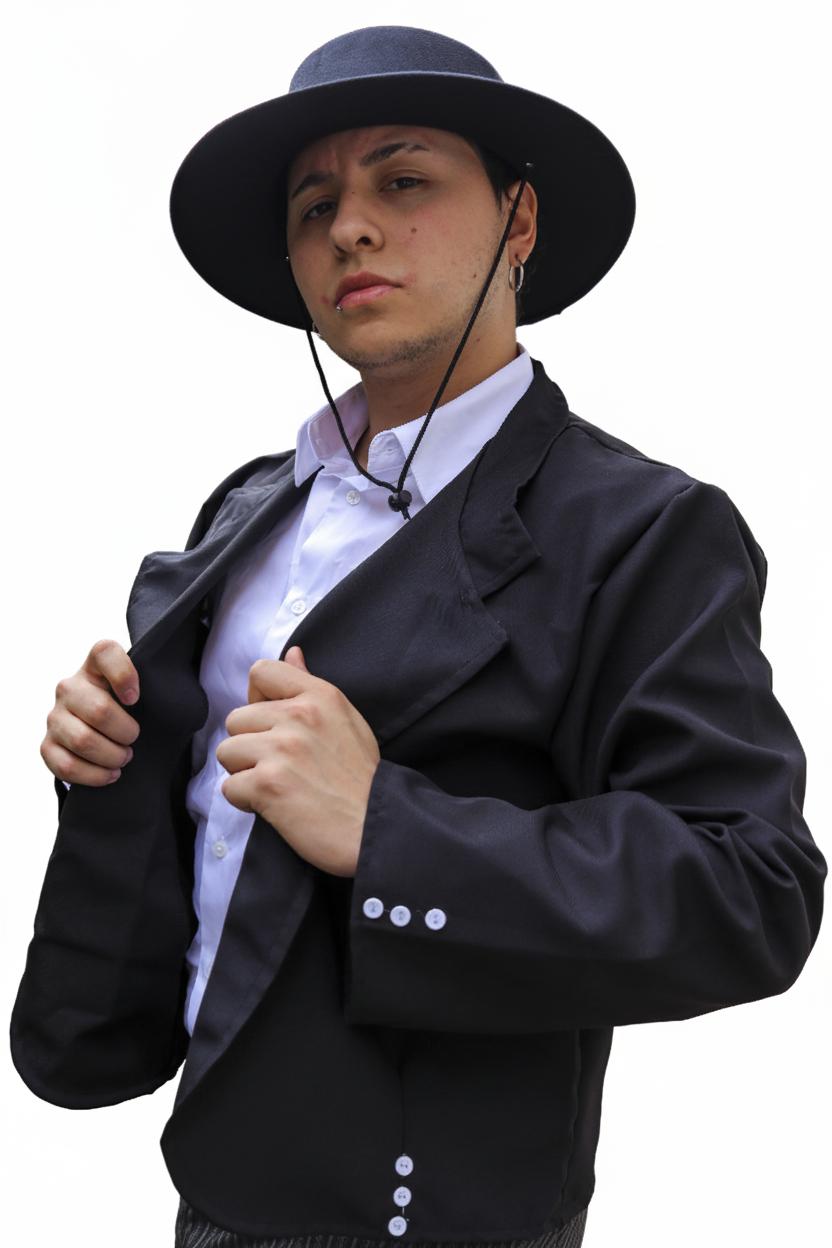 CHAQUETA TIPICA DE HUASO MAS SOMBRERO FIESTAS PATRIAS ADULTO - NEGRO - S - 1