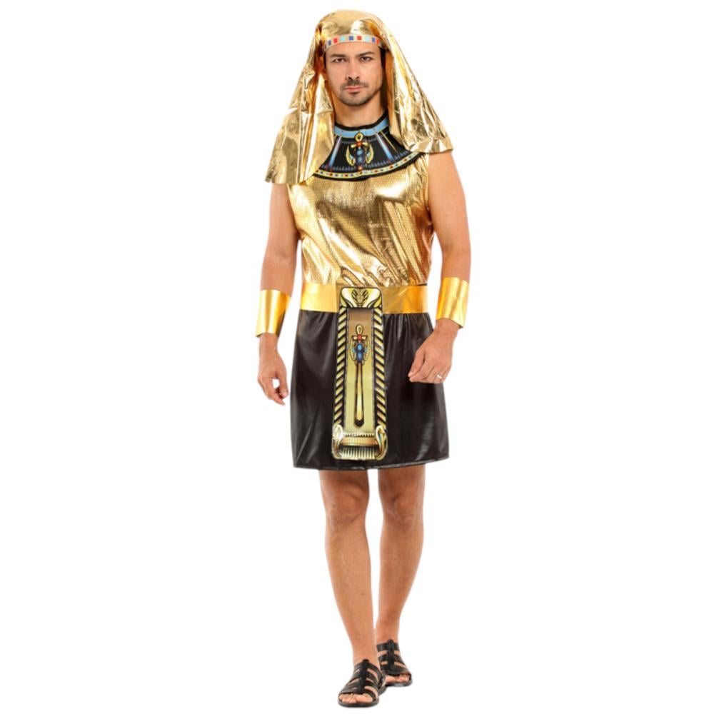 DISFRAZ ADULTO FARAON EGIPCIO REALEZA DE HALLOWEEN PREMIUM - NEGRO - XL - 1