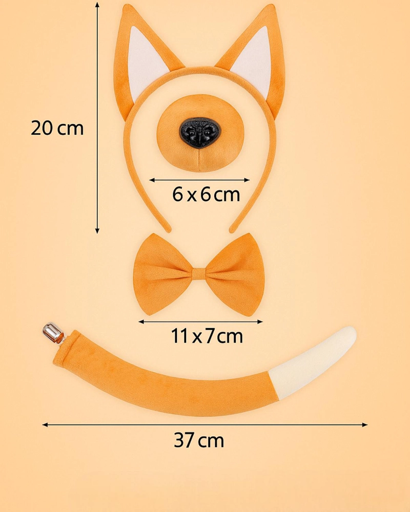 SET DISFRAZ INFANTIL ANIMALITO OREJAS Y COLA COTILLON - NARANJA - 2