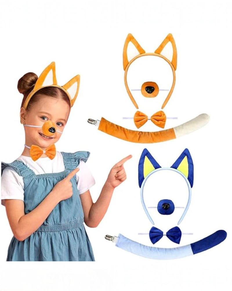 SET DISFRAZ INFANTIL ANIMALITO OREJAS Y COLA COTILLON - NARANJA - 3