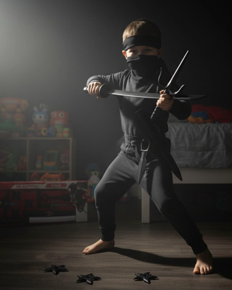 SET NINJA INFANTIL ESPADA SHURIKEN Y ARMAS JUGUETE - GRIS - 2