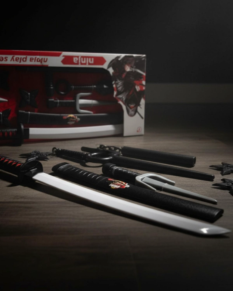 SET NINJA INFANTIL ESPADA SHURIKEN Y ARMAS JUGUETE - GRIS - 3