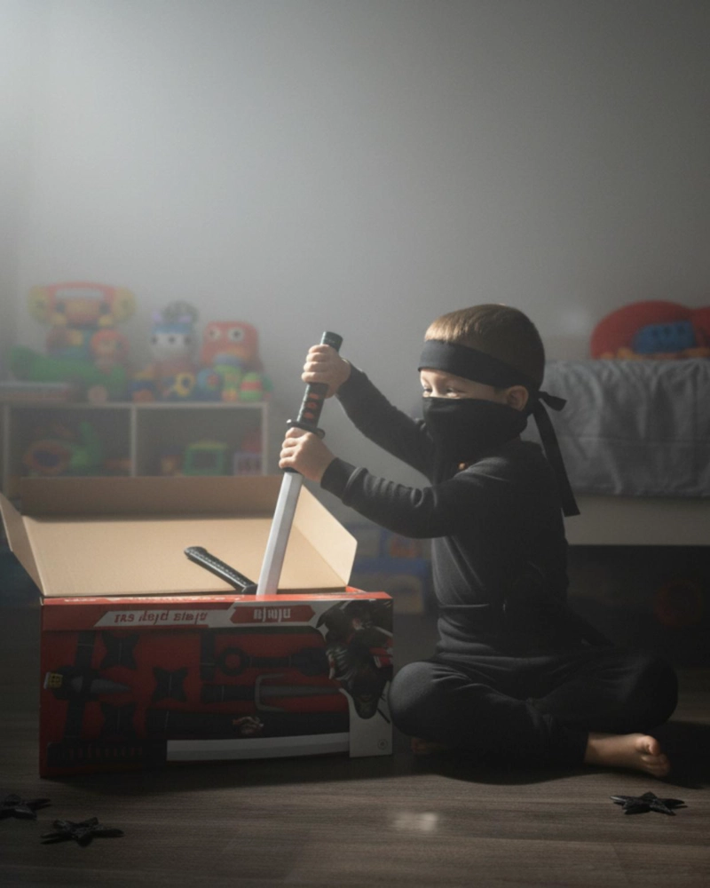 SET NINJA INFANTIL ESPADA SHURIKEN Y ARMAS JUGUETE - GRIS - 4