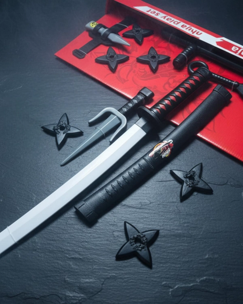 SET NINJA INFANTIL ESPADA SHURIKEN Y ARMAS JUGUETE - GRIS - 6
