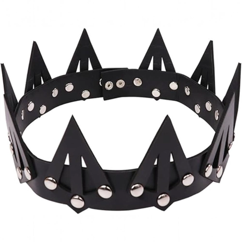 CORONA GOTICA MEDIEVAL CUERO SINTE TICO HALLOWEEN - NEGRO - 1