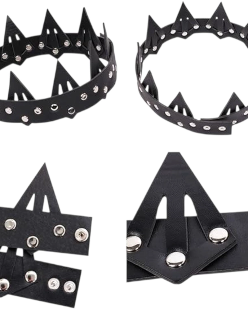 CORONA GOTICA MEDIEVAL CUERO SINTE TICO HALLOWEEN - NEGRO - 4