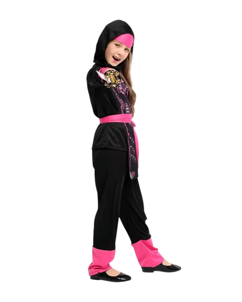 DISFRAZ INFANTIL NINJA DRAGON NIÑA CARNAVAL COTILLON - ROSADO - 12 - 3