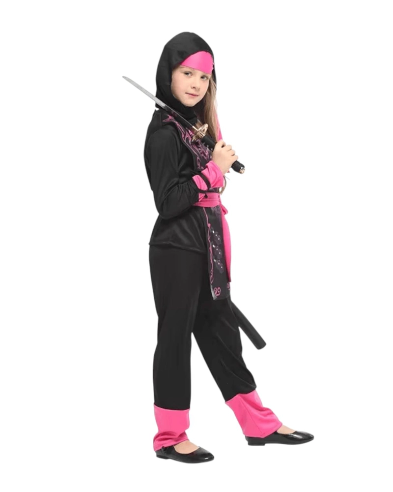 DISFRAZ INFANTIL NINJA DRAGON NIÑA CARNAVAL COTILLON - ROSADO - 12 - 5