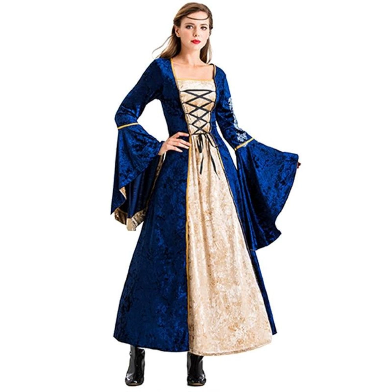 DISFRAZ MEDIEVAL RENACENTISTA PARA MUJER  VESTIDO LARGO CON CORDONES GOTICO - BURDEO - XL - 1