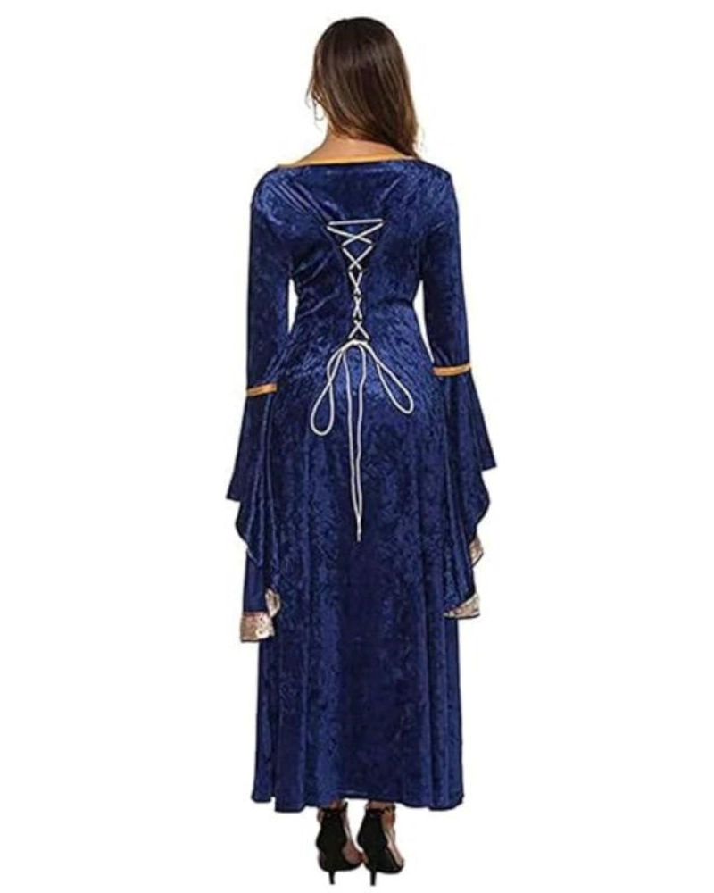 DISFRAZ MEDIEVAL RENACENTISTA PARA MUJER  VESTIDO LARGO CON CORDONES GOTICO - BURDEO - XL - 2