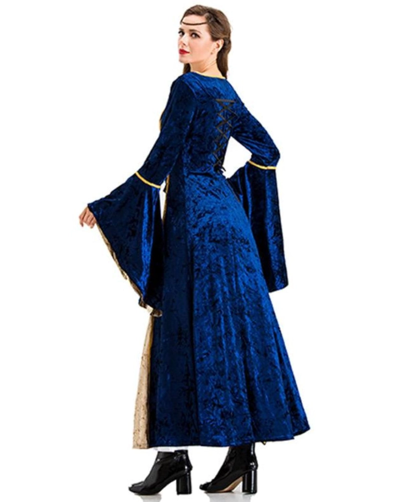 DISFRAZ MEDIEVAL RENACENTISTA PARA MUJER  VESTIDO LARGO CON CORDONES GOTICO - BURDEO - XL - 3