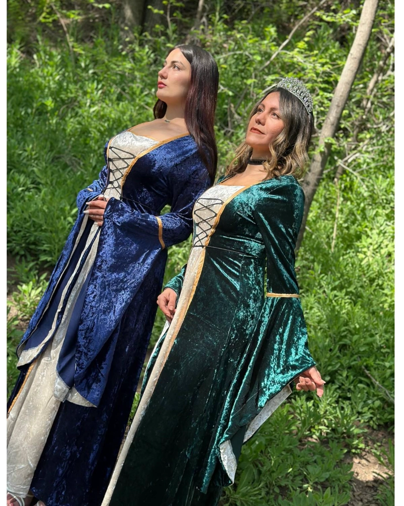 DISFRAZ MEDIEVAL RENACENTISTA PARA MUJER  VESTIDO LARGO CON CORDONES GOTICO - BURDEO - XL - 6