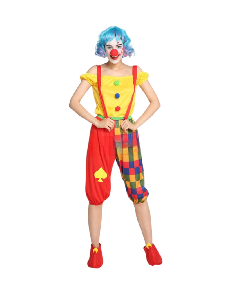 DISFRAZ ADULTO PAYASO UNISEX COMPLETO HALLOWEEN - AMARILLO - S - 2