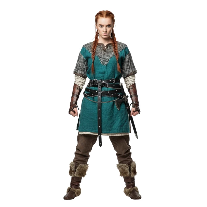 CINTURON VIKINGO MEDIEVAL CUERO SINTE TICO ACCESORIO COSPLAY - MARRON - 1
